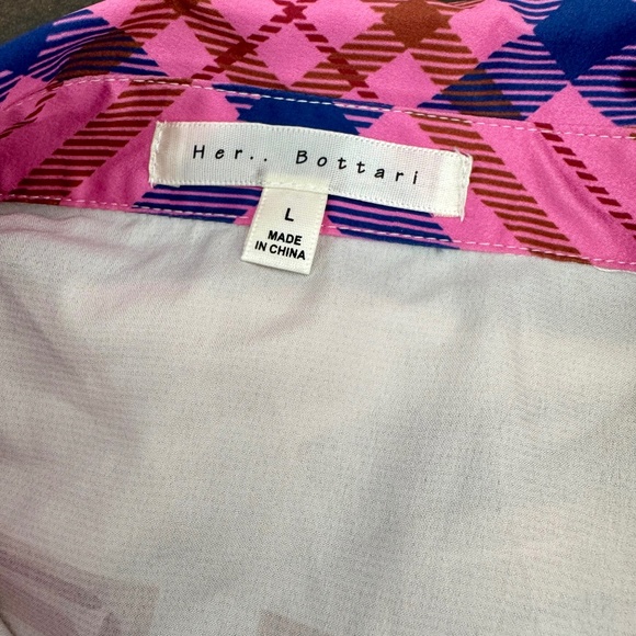Her Bottari Button Down Shirt Skirt Set Pleated Skort Plaid Women's Size L - Picture 9 of 12